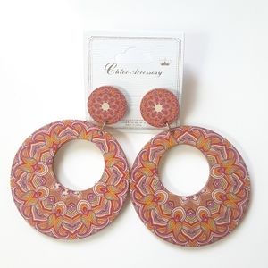 Chloe Accessory Big Wooden Mandala Earrings